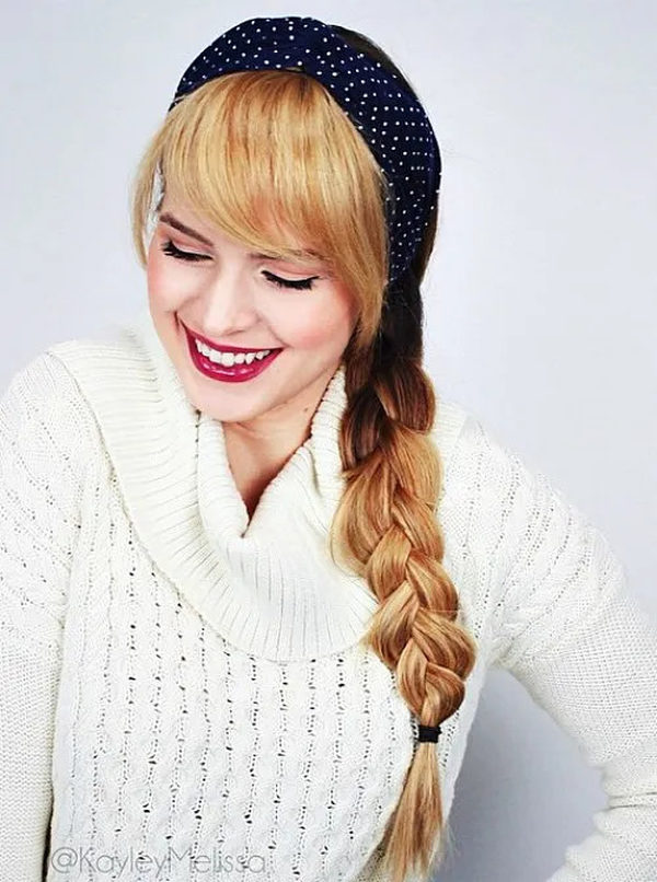 Side Braid With Polka Dot Headband