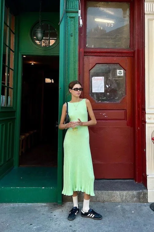 dress and sneakers outfit