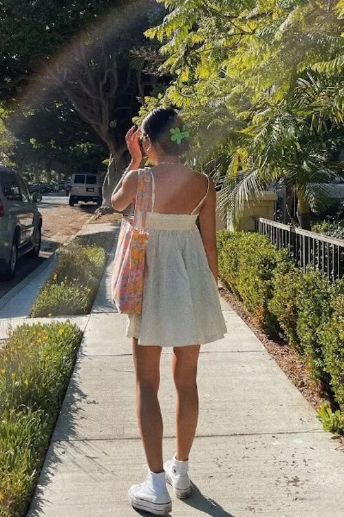 dress and sneakers outfit