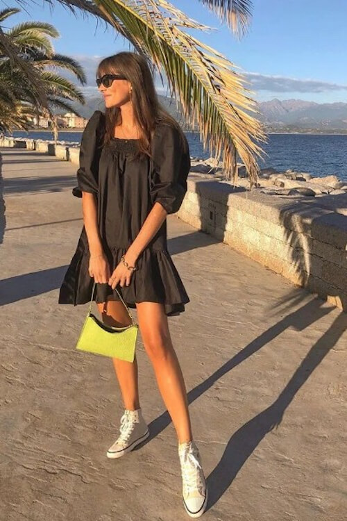 dress and sneakers outfit