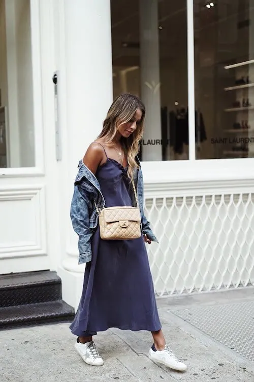 dress and sneakers outfit