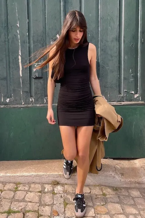 dress and sneakers outfit