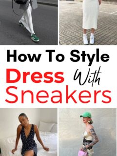 dress and sneakers outfit ideas collage