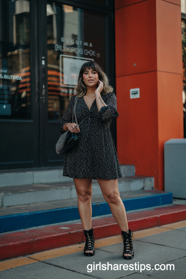 Polka Dot Mini Dress and Cut-Out Boots
