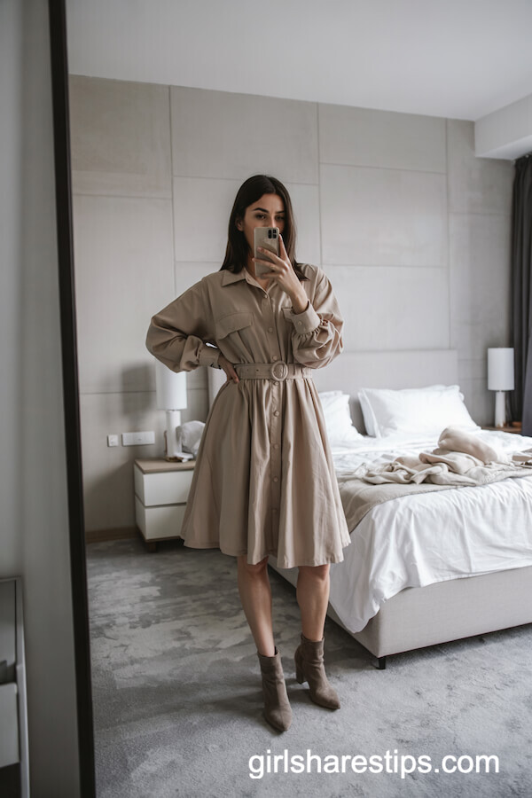 A-Line Dress and Sock Ankle Boots