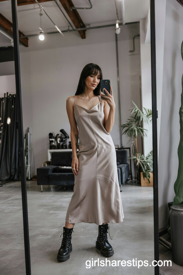 Slip Dress with Combat Boots