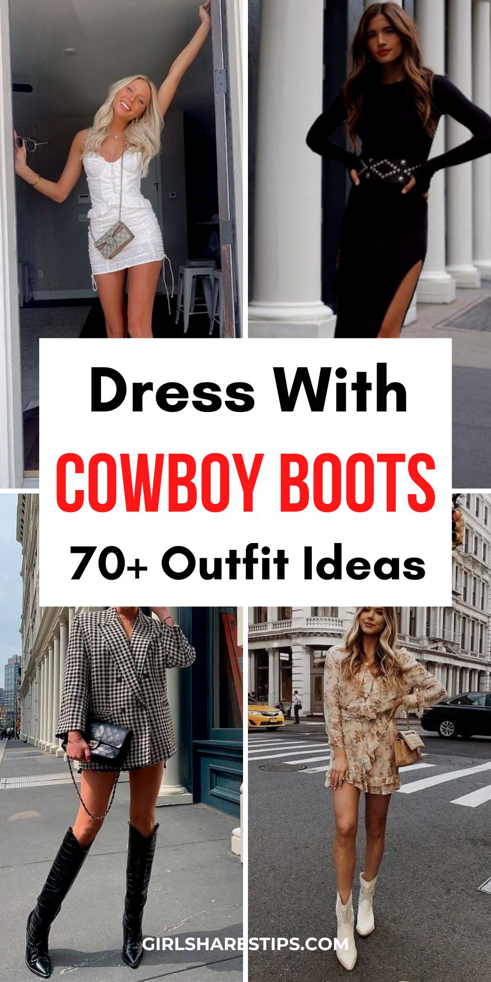 dresses to wear with cowboy boots outfit ideas collage