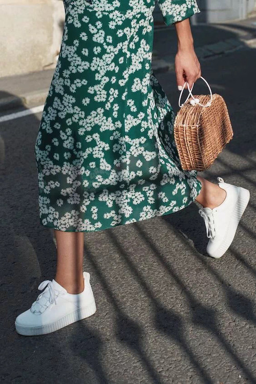 dress with sneakers outfits