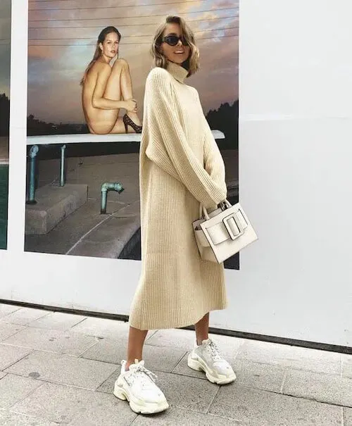 dress with sneakers outfits