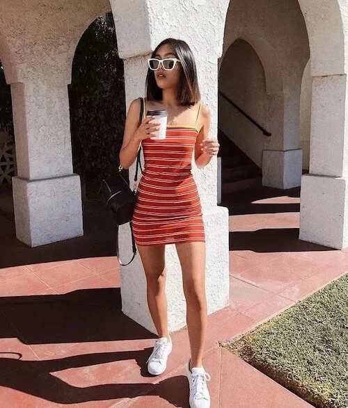 dress with sneakers outfits