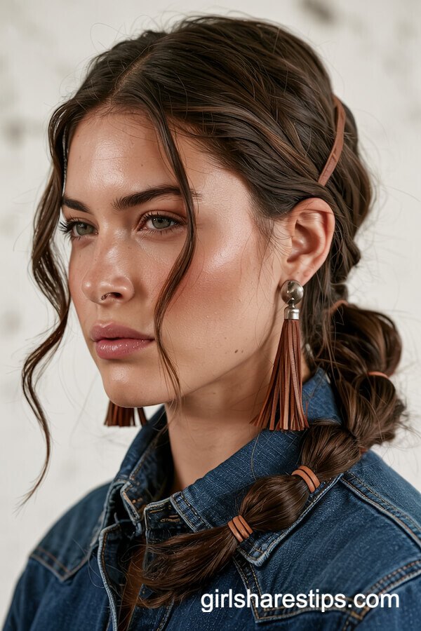 Classic Low Ponytail with Leather Tie