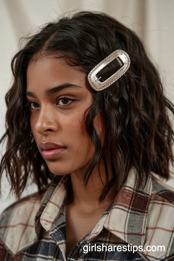 Layered Hair with Western Buckle Clip