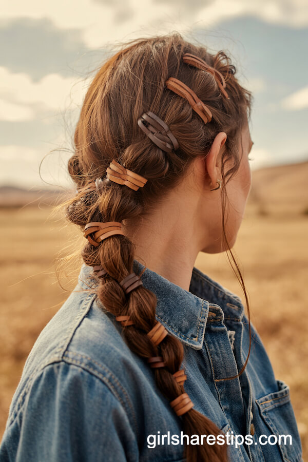 Bubble Ponytail with Leather Ties