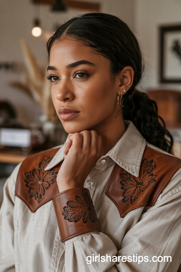 Sleek Low Ponytail with Leather Cuff