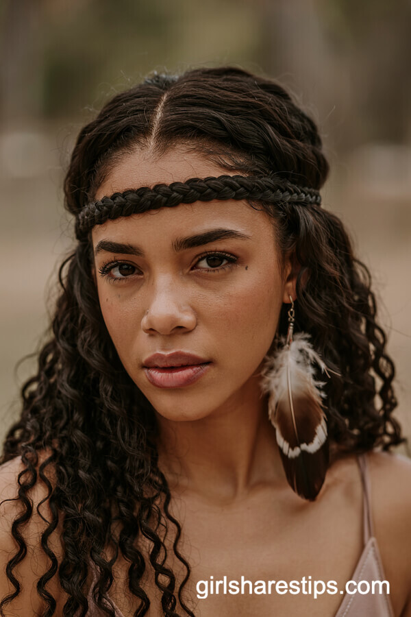 Braided Hair Headband with Curls