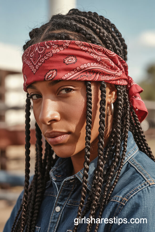 Double Dutch Braids with Bandana