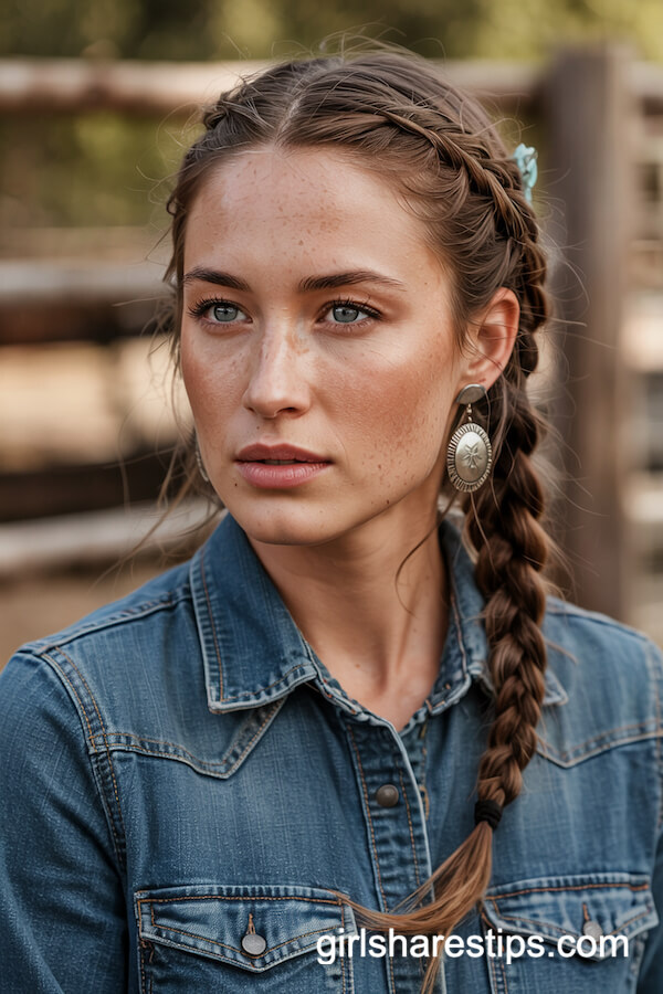 Messy Side Braid with Turquoise Pin