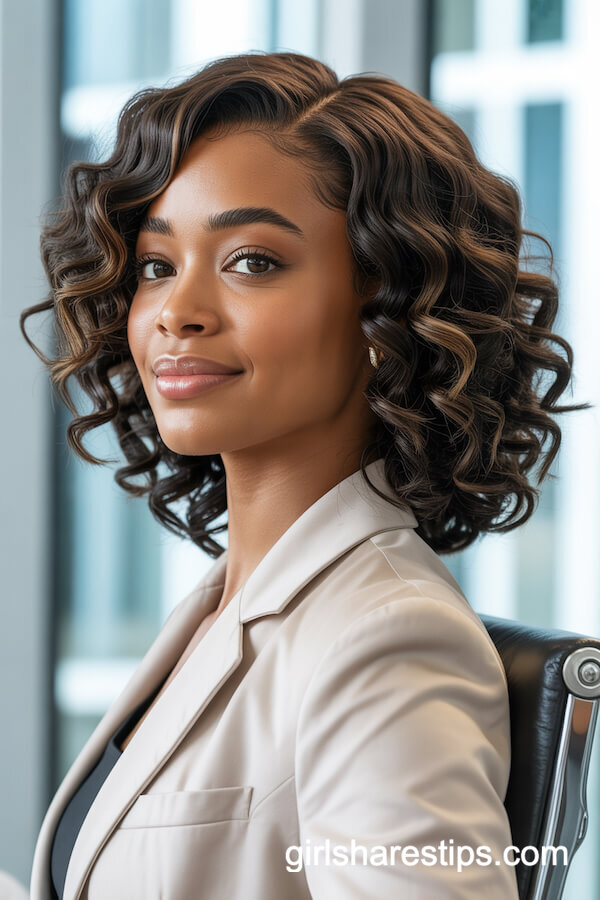 Side-Parted Curly Bob