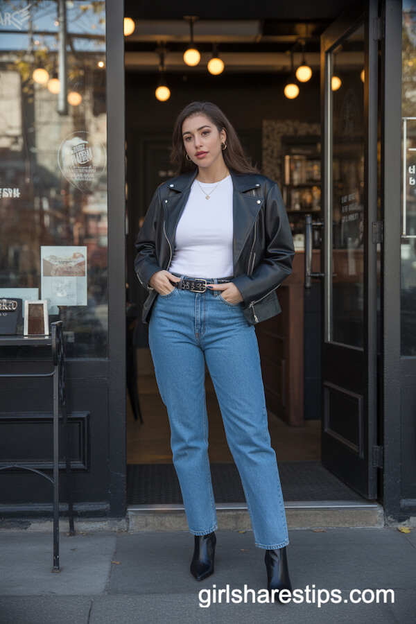 Black Leather Jacket Blue Jeans