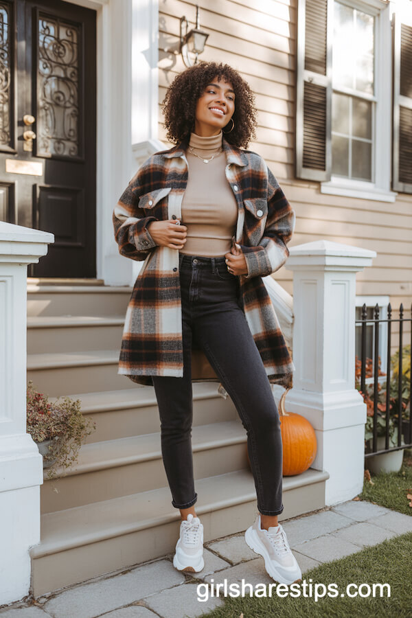 Plaid Shacket and Dark Skinny Jeans