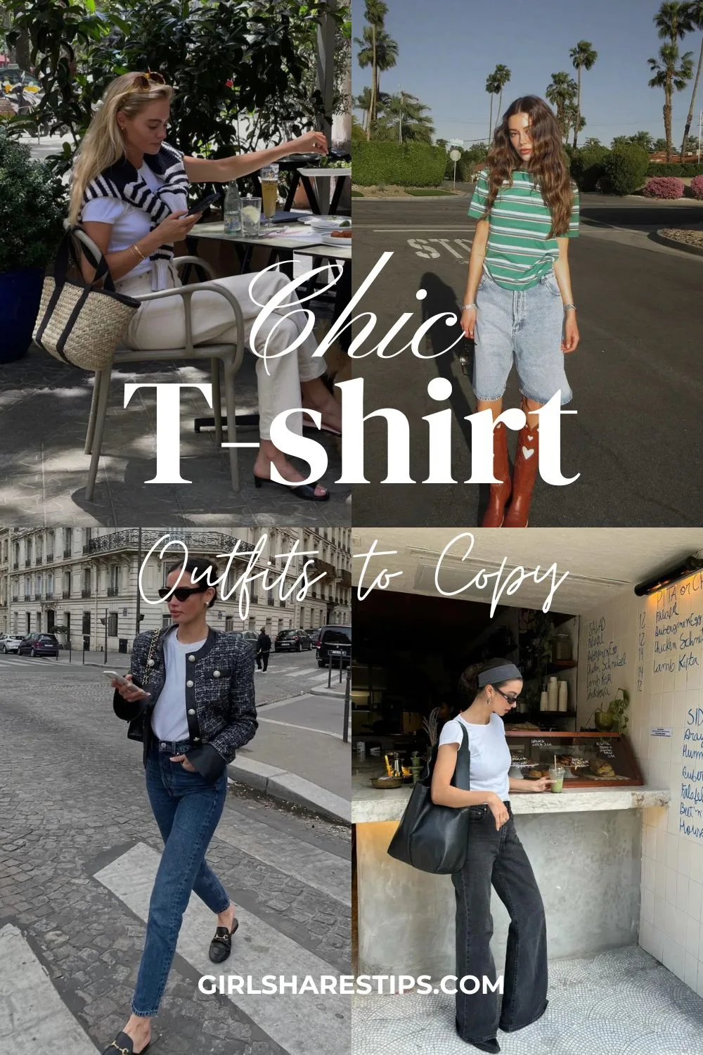 chic t-shirt outfit ideas collage