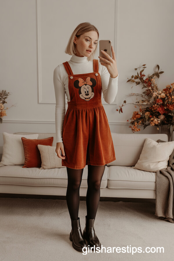 Rust-Orange Corduroy Minnie Dress