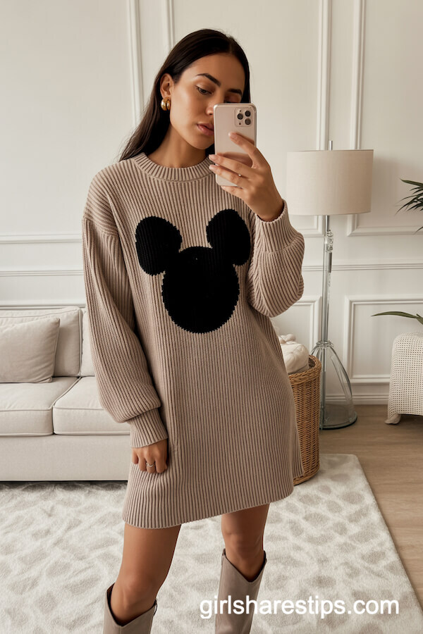 Mickey Silhouette Sweater Dress