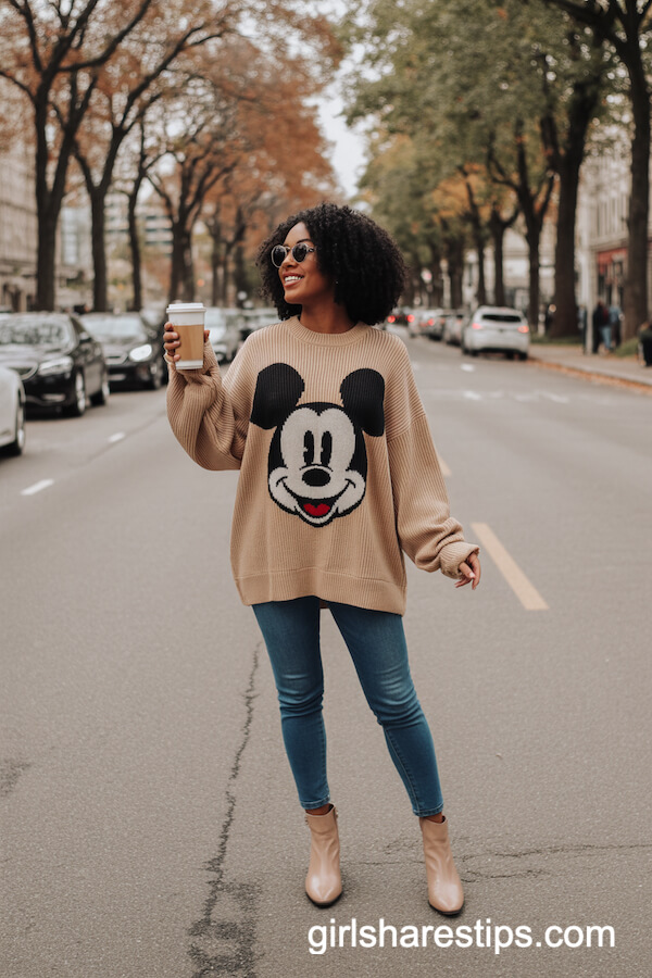 Oversized Mickey Sweater with Autumn Vibes