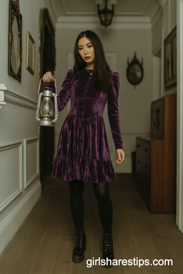 Haunted Mansion Velvet Dress and Lantern