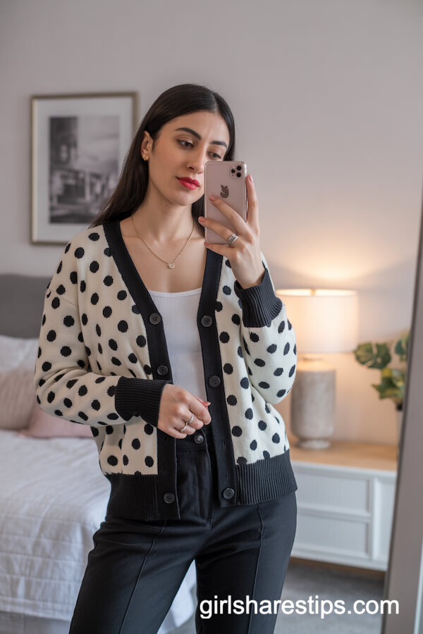 Dalmatians Polka Dot Cardigan at Home