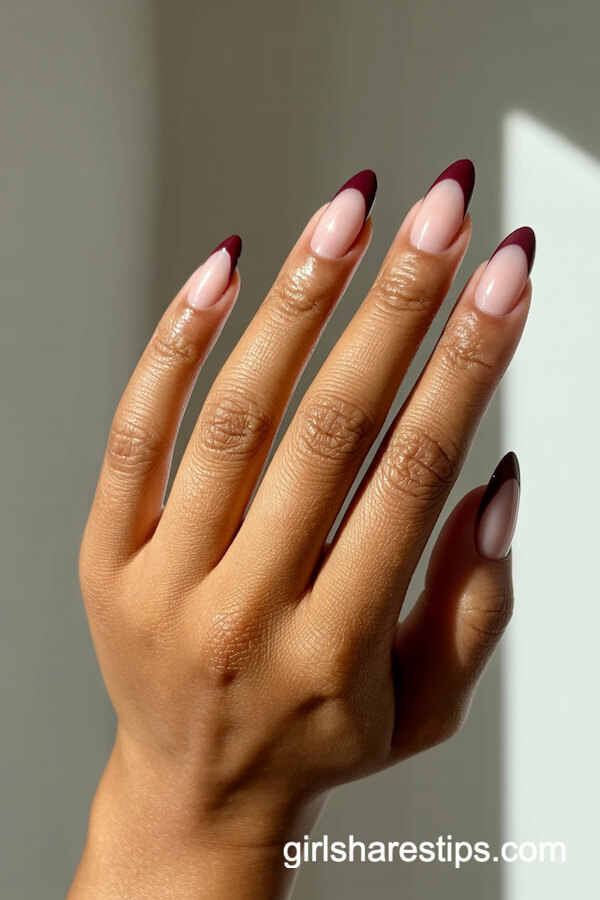 Burgundy French Tips