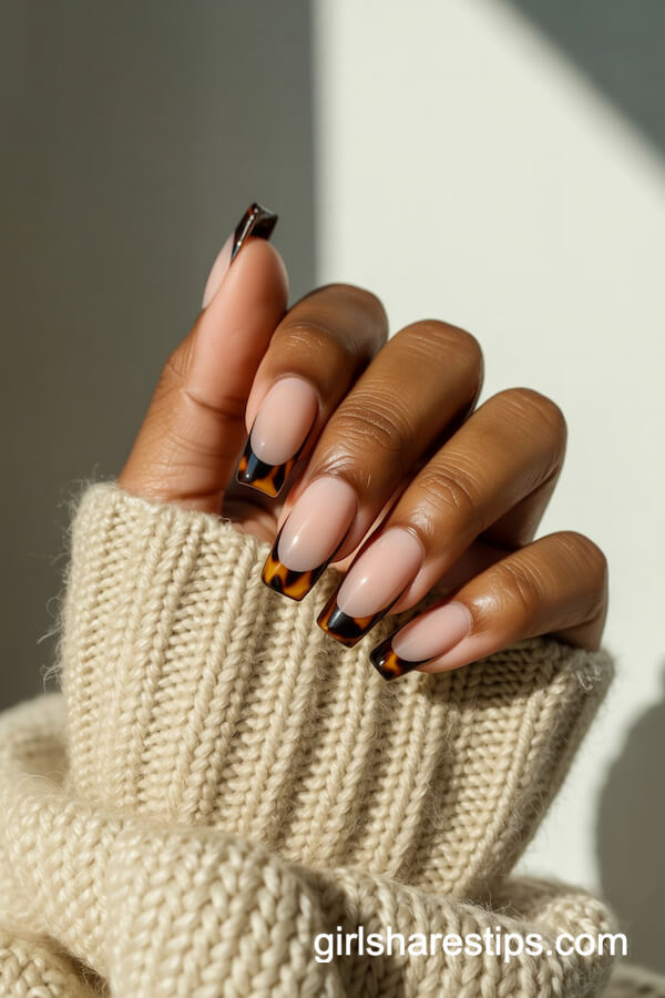 Tortoise Shell French Tips