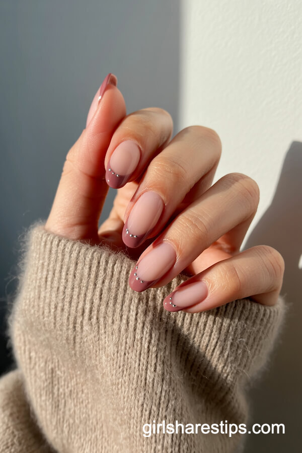 Mauve French with Silver Dots