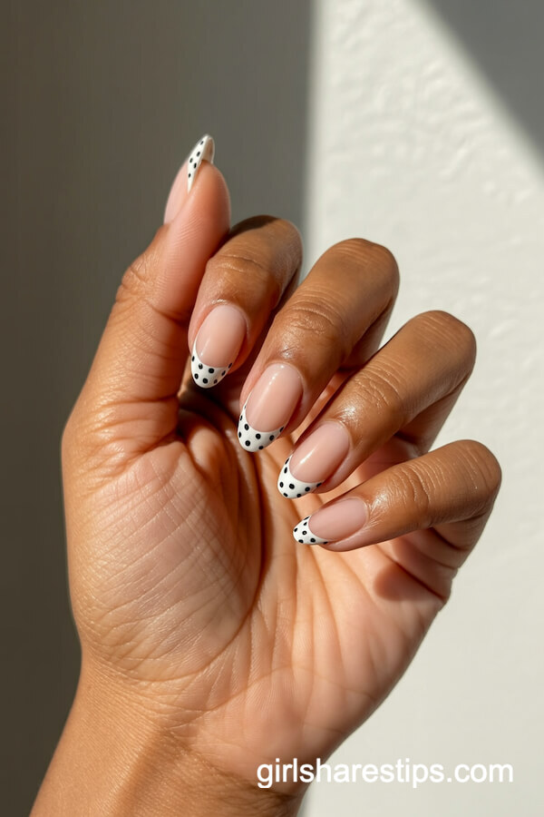 White French with Black Polka Dots