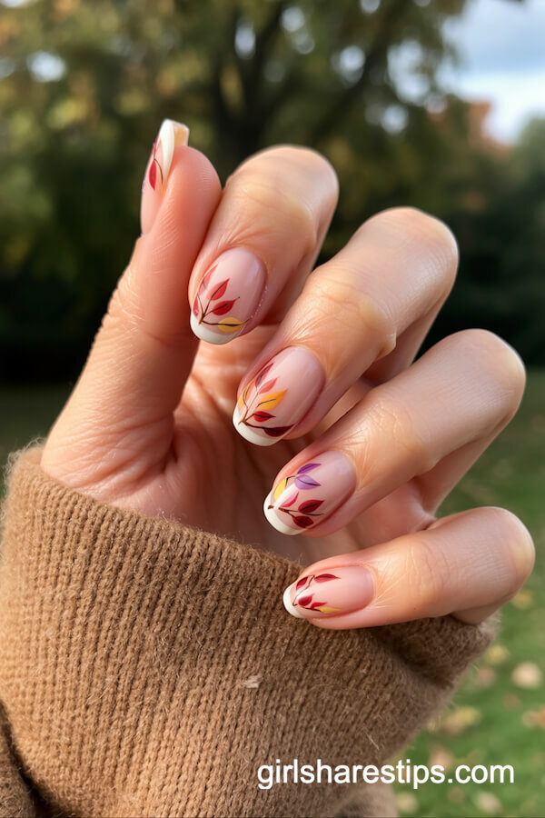 Autumn Leaf French Tips