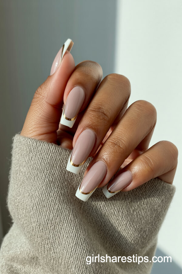 Taupe French with Gold Line