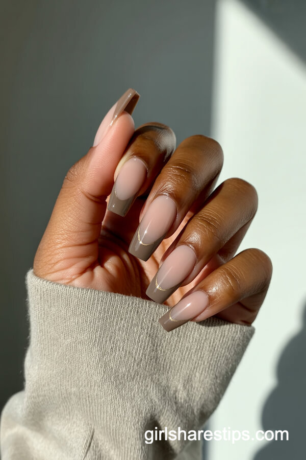 Matte Taupe French with Gold Foil