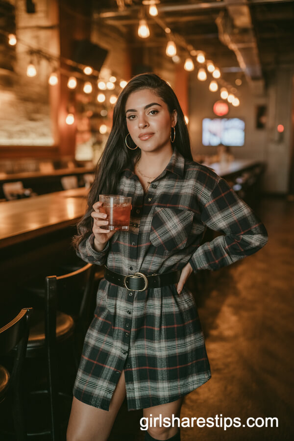 Belted Flannel Shirt Dress