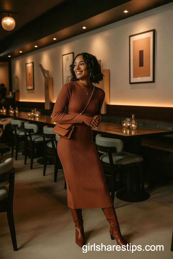 Ribbed Knit Midi Dress