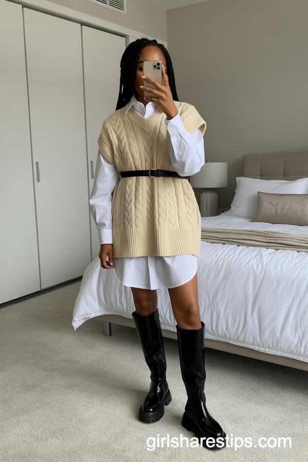 Sweater Vest & Shirt Dress