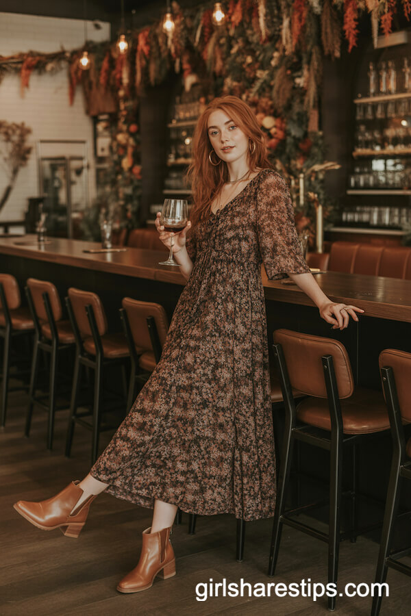Floral Maxi Dress And Ankle Boots