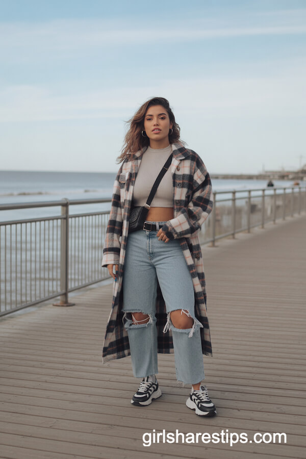 Plaid Shacket with Distressed Jeans