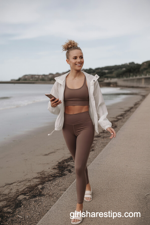 Monochrome Athleisure Set with Windbreaker