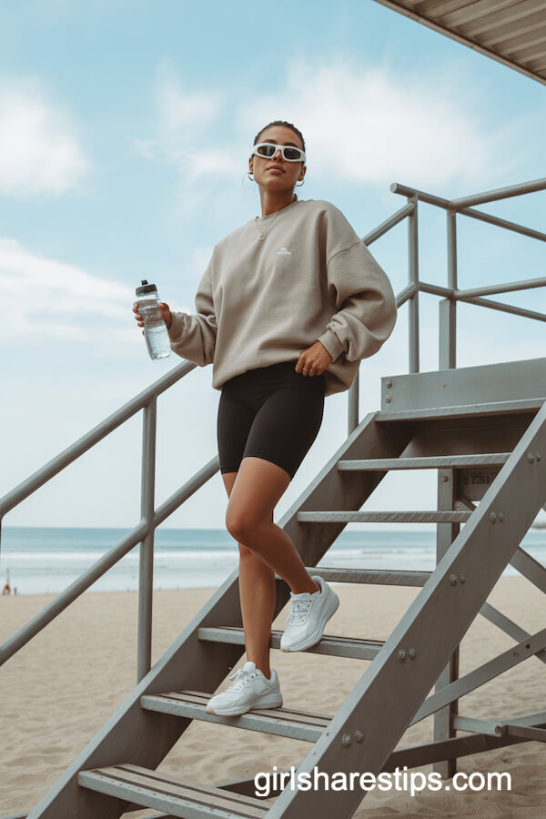 Crewneck Sweatshirt with Bike Shorts
