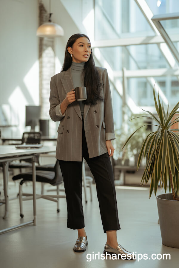 Stone Gray Blazer and Cropped Trousers