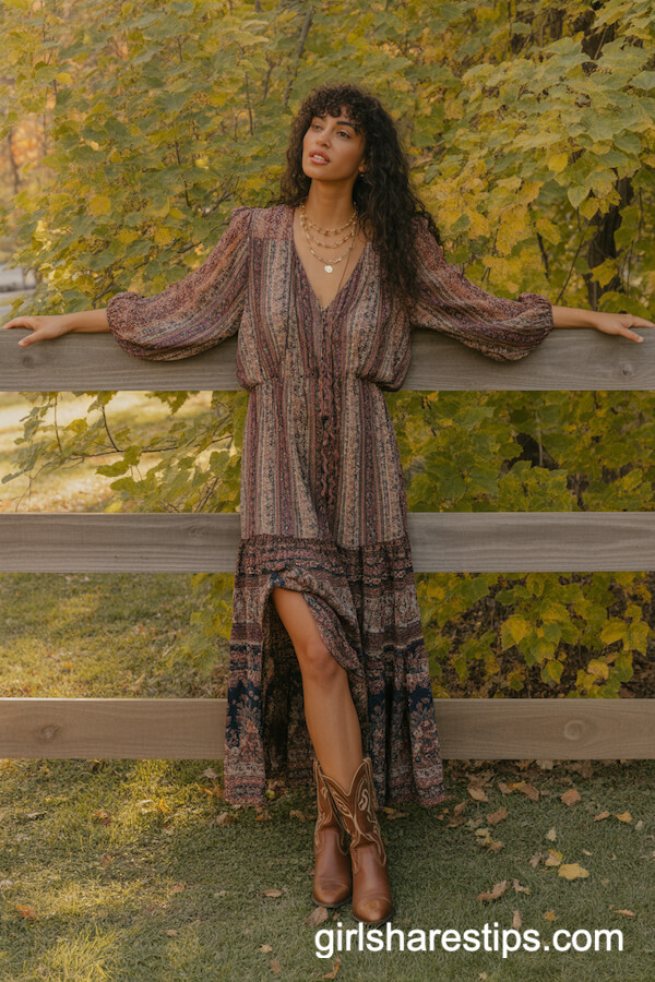Boho Maxi Dress and Western Boots