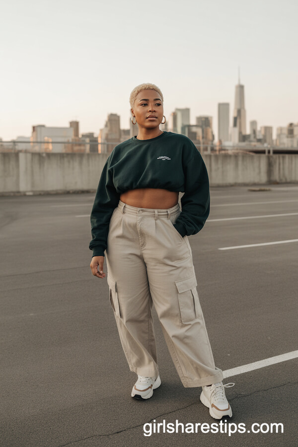 Cropped Sweatshirt with Cargo Pants
