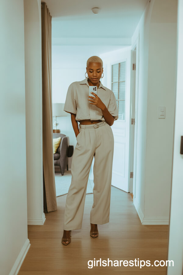 Monochrome Cream Blouse and Trousers
