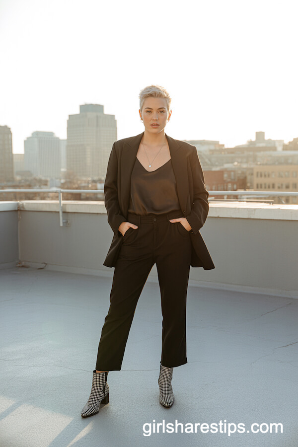 All-Black Tailored Blazer and Straight-Leg Pants