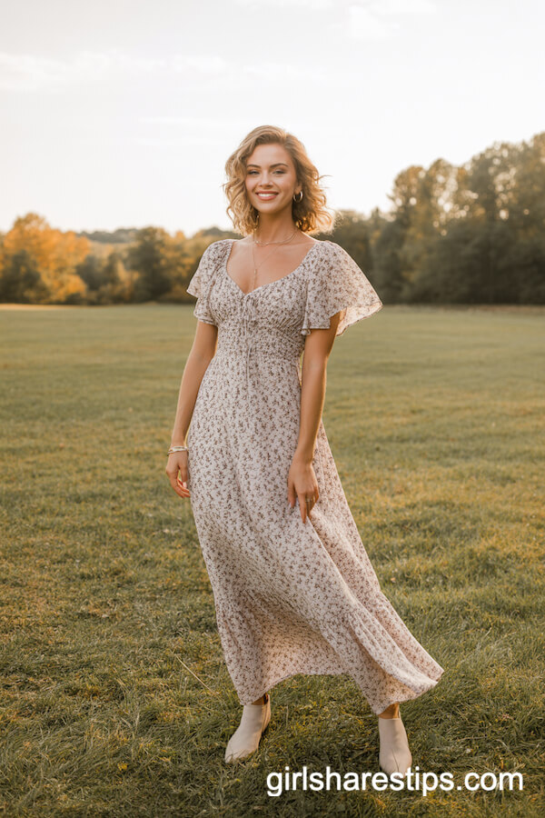 Floral Maxi Dress with Flutter Sleeves